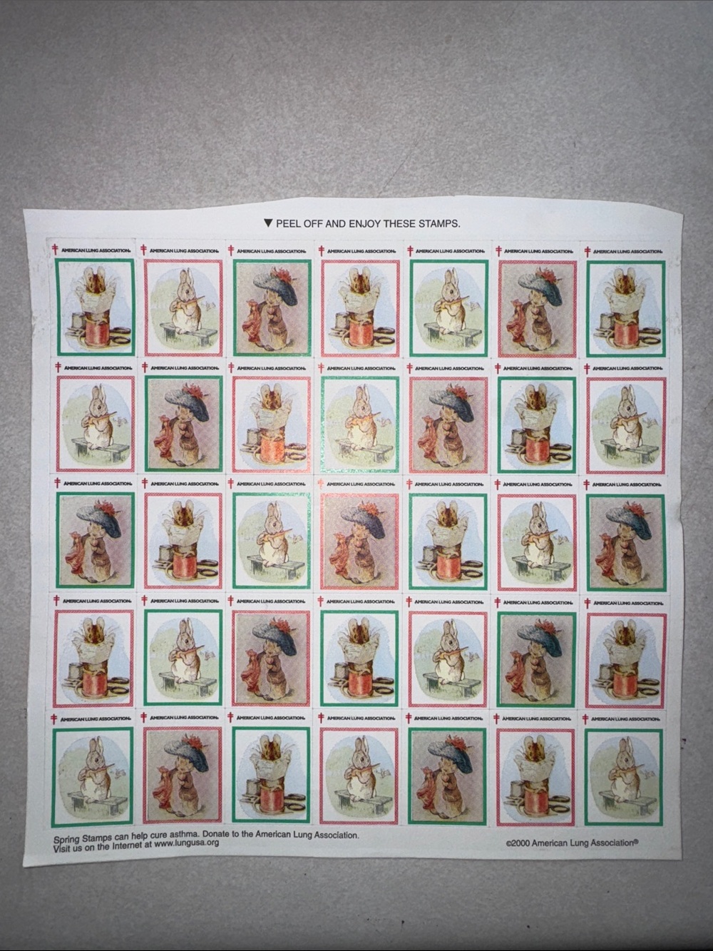 Vintage American Lung Association Spring Bunny Stamps